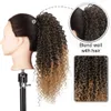 14 ''Auburn Ombre Honey Blonde Afro Kinky Curly Ponytail Clip in Hair Extension 조정 가능한 랩 드로 스트링 매일 사용 120g