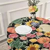 Nappe de table ronde en dentelle imprimée citrouilles d'automne pour salle à manger, décoration de maison, pique-nique 60 pouces