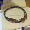 Bracelets de charme V Lettre Couleur Dstring Bracelet réglable Mode européenne et américaine Femmes Acier inoxydable Galvanoplastie 18K G DHXSC