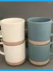 Canecas minimalista de duas cores retalhos personalizados copos de cerâmica estilo nórdico ponto de pulverização presentes de publicidade café e