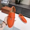 Loro Piano LP LorosPianasl 2023 New Doudou Genuine Leather Mens Shoes with Tassels Lefu Flat Bottom 100% Comfortable Soft Genuine Leather Mens One Step Pedal Shoes