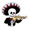 Alfileres esmaltados de concierto mexicano de Halloween, broches personalizados de arpa de violín y acordeón, insignias de solapa, joyería gótica para artistas, regalo para amigos