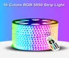 Светодиодная лента 110 В 220 В 5050 50 м 100 м IP65 Водонепроницаемая RGB двухцветная веревочная подсветка для улицы с радиочастотным пультом дистанционного управления В наличии3440137