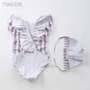 Eendelig badpak Kinderen met vliegende mouwen Mooie meisjeszwemkleding Stippen Babybikini-badpak Eendelig strand Kinderenzwempak 24327