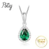 Hängen Potiy Pear Simulated Nano Emerald 925 Sterling Silver Pendant Halsband Inget kedja Kvinnor ädelstenuttalande Daglig mini söt gåva