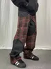 Dżinsowe dżinsy sznurka patchwork bawełniane bawełny dla kobiet mężczyzn w stylu chłopaka luźne y2k gotyckie spodnie spodnie streetwear zimowa wiosna