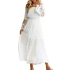 Casual Dresses Women's Strapless Lace Dress Bohemian Holiday Long Sleeve Knee Length Cocktail Wedding Birthday Club Party Robe