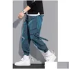 بنطلون الرجال رجال شحن أزياء الهيب هوب MTI-POCKET TROUSERS TRENDY Streetwear Solid Pantalones Pantalones Casuales Para Hombre Drop de dhtdo