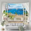 Tapisseries océan tapisserie bord de mer plage vagues soleil été palmier coucher de soleil Nature paysage maison chambre décor fond tissu