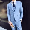 남성 Threepiece Suit Mens 정식 비즈니스 스타일 슬림 핏 웨딩 세트 부드러운 부드러운 안티 윌링 패브릭 턴 다운 240318