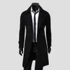 simple Trench Coat Double-breasted Male Men Coat Coldproof Pure Color Jacket K5yE#