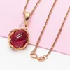 Kedjor Designer 585 Purple Gold Classic Fashion Inlaid Red Gem Necklace Pendant Plated 14k Rose in Engagement Wedding Jewelry