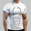 Män gym sport t-shirt skjortor smal fit t shirt män snabb torr löpning skjorta män träning tees fit tops överdimensionerade t-shirt o2ab#