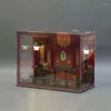 Piatti decorativi Vetrina in acrilico trasparente Fondo in pizzo Parete Combinazione di luce ambientale Modello di tavolo giocattolo