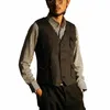 men's Retro Tweed Vest Denim Vintage Wool Jacket Male Steampunk Waistcoat High Quality Suit vest q1Gv#