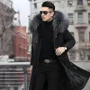 Cappotto caldo spesso Cappotto invernale da uomo Cappotto Parker da uomo medio e Lg Pelliccia in una giacca di pelliccia termica Fodera staccabile da uomo 24Rp #