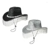 Berety wakacje kowbojowe czapki lśniący frędzle ręcznie frezowanie diamentu na karnawał klubowy