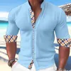 Männer Casual Hemden Frühling Sommer Baumwolle Leinen Hemd Mode Knopf Splice Streifen Designer Hawaii Einfache Bequeme Weiche Für Männer