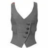 Gilet de costume à col en V pour femmes 3 Butt Fi Slim Blazer Gilets pour Lady Gilet T0vR #