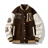 Männer Varsity Baseball Bomberjacke Hip Hop Harajuku Be Brief Patchwork Lederjacken Streetwear Frauen Unisex College Mäntel 26hV #