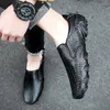 Sapatos casuais de luxo couro genuíno crocodilo preto marrom feijão mocassim lazer unidade moda estilo britânico homem mocassins