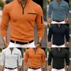 Male Shirt Quarter Zip Work Daily Wear Long Sleeve Fashion Comfortable Plain Pocket Sportswear Men Clothes Camisetas Hombre 240323