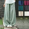Pantalons pour femmes Femmes Lâche Extensible avec poche Casual Pantalon élastique respirant Coton Taille haute Jambe large Slim Longue culotte 2024