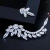 Studörhängen Pera mode Asymmetrisk design Marquise CZ CZ Crystal Long Leaf Big Ear Cuff For Ladies Party Jewelry Gift E462