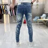 Jeans pour hommes Designer Marque Tendance Industrie lourde Imprimé pour l'été Style mince Mode personnalisée Slim Fit Petits pieds Pantalons longs F8DM