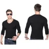 Raz 2022 Slim Fit T-shirt LG Sleeve Crew V-dół Solidny kolor Casual Sports Muscle Tees plus Size Proste T-Shirts M4LM#