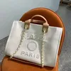 Große Damen-Tragetasche, Luxus-Handtaschen, Geldbeutel, Designer-Strand-Stricktasche, Schultertasche, Top-Qualität, mit Modekette, Canvas-Shopping