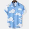 Chemises décontractées pour hommes Harajuku Sky Clouds 3D imprimé pour hommes vêtements colorés mode graphique garçon chemisiers vacances chemisier à revers Y2k Tops