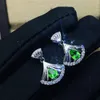 Boucles d'oreilles à tige en Tsavorite brillante, en argent Sterling 925 naturel et véritable