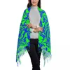 Harvor utomhus halsduk Autumn Green Liquid Swirl Shawl Wrap Blue Abstract Art Print Design Bufanda Women Retro Large