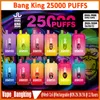 Big Puff Bang King 25000 puff descartáveis ​​Vape recarregável E cigarros 25K Puff Mesh Coil Dual Pod 23ML E-líquido puff 25k vaper 0% 2% 3% 5% cigarro eletrônico descartável