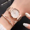 Wristwatches Women Watch Bracelet Kit Round Dial Numerals Pointer Shiny Accurate Decorative Gift Ladies Quartz Wristwatch Rhinestone Bangle