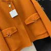 Damska designerska kurtka marka moda wełniana kurtka z długim rękawem okrągła szyja luźna krótkie kurtki Spring Women Casual Travel Vacation Oncoat 27 marca