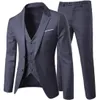 suit Vest Pants 3 Pieces Sets / Men's One Butt Two Butts Solid Color Busin Dr Blazers Jacket Coat Trousers Waistcoat Y1iP#
