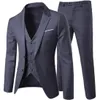 Pak Vest Broek 3-delig Sets / Heren Eén kont Twee konten Effen Kleur Busin Dr Blazers Jas Jas Broek Vest Y1iP #