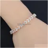 Tênis de luxo pulseira de cristal para mulheres bling branco strass ouro sier rosa cadeias pulseira moda jóias de casamento presente drop delive dh4vc