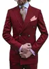 Vert hommes 2 pièces formel Busin costume cran revers doux double boutonnage smoking garçons d'honneur pour mariage/fête blazer + pantalon t1KV #