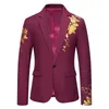 Mens Single Button Set New Fashion Printed Casual Slim Fit Set Business Banquet Wedding Dress Herr Jacket 240327