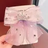 Accessoires pour cheveux, pince douce et mignonne, couronne de princesse en strass, épingles à cheveux en dentelle transparente avec nœud papillon, couvre-chef pour filles