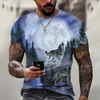 Homens camisetas 3D impressão lobo t-shirt homens verão oversized manga curta tops suéteres 2023 moda streetwear homens roupas frescas barato tees 240327