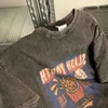 Herren-T-Shirts American Main Street Retro Old Tie-Dye Pommes gedrucktes Kurzarm T-Shirt Männer und Frauen modische Hip-Hop-Hälfte Hälfte 240327