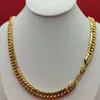 Super Cool Chain Fashion 24k Gul Solid Fine Gold Double Curb Cuban Link Halsband Mens 600mm 10mm2261