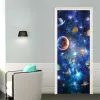 Adesivi Luna sul mare Adesivo per porta dell'armadio Esplosione Pianeta Misterioso Universo 3D Murale Carta da parati Camera da letto Soggiorno Deurstickers