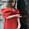 Summer Kid Girl Party Dress Red Black Pink Shoulderless Big Bow Aline Princess Formal Perform Clothing E8007 240318