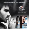 Shampoing de coloration de barbe pour hommes, shampoing de teinture de barbe permanente naturelle, colore les cheveux en quelques minutes, longue durée, 200 ml, noir