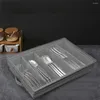 Storage Bottles With PVC Lid Flatware Case Multi Use 5 Compartment Foldable Cutlery Box Dustproof Grey Utensil Silverware